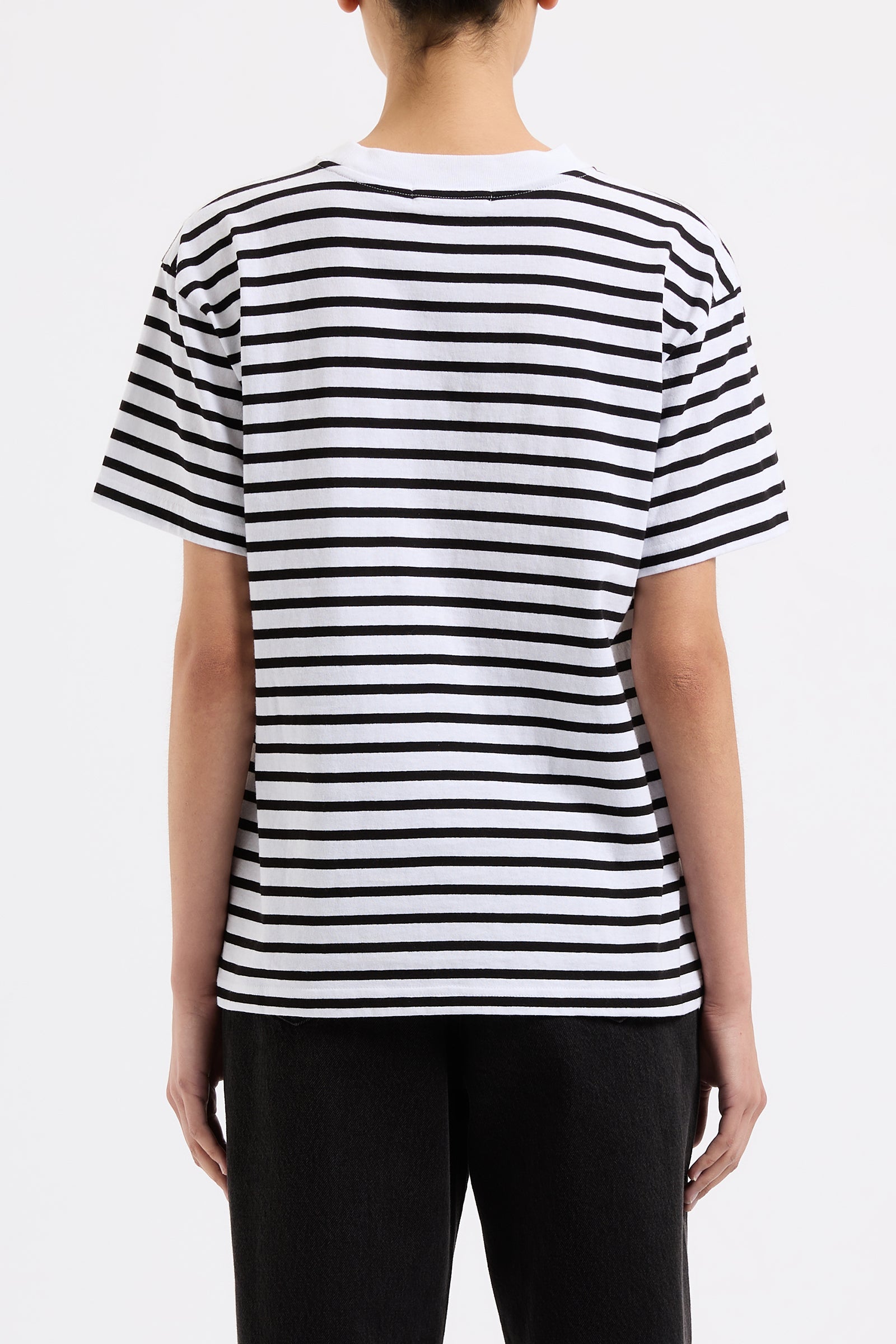 Organic Stripe Boyfriend Tee Black Stripe 