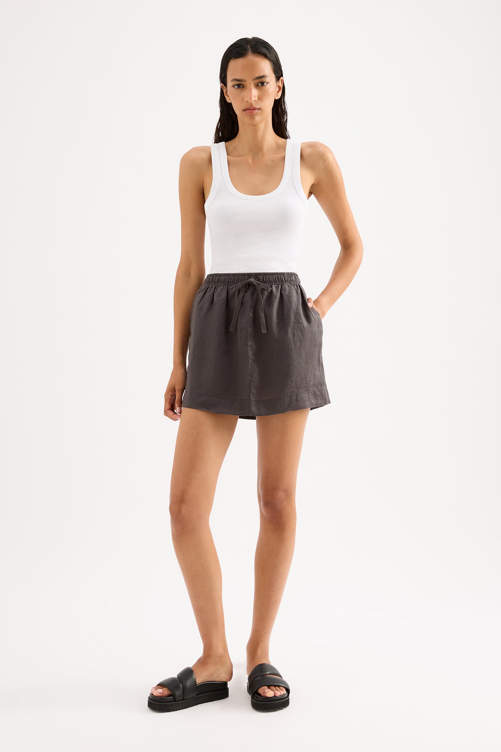 Lounge Linen Skirt Coal 