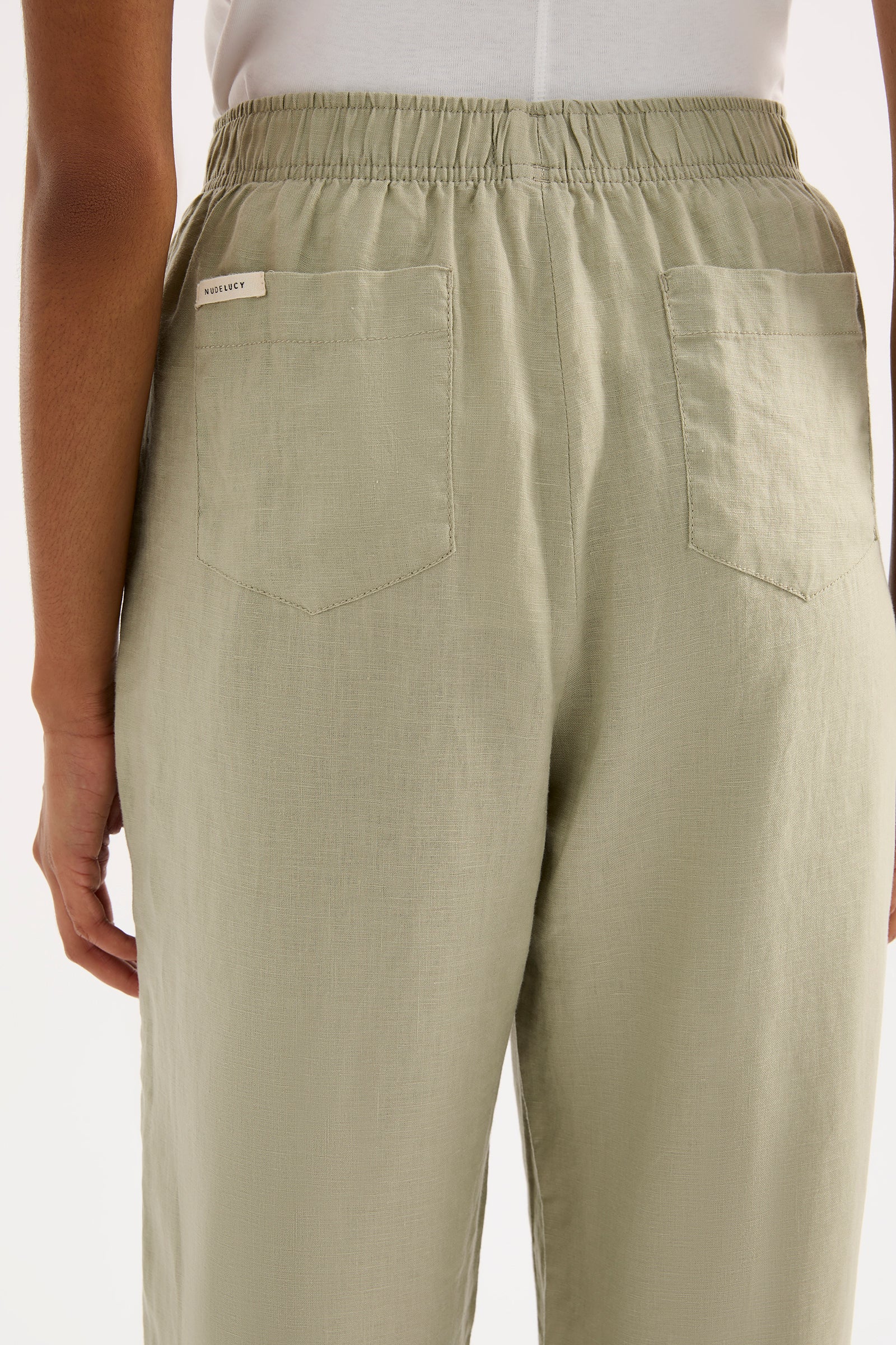 Lounge Linen Crop Pant Olive 