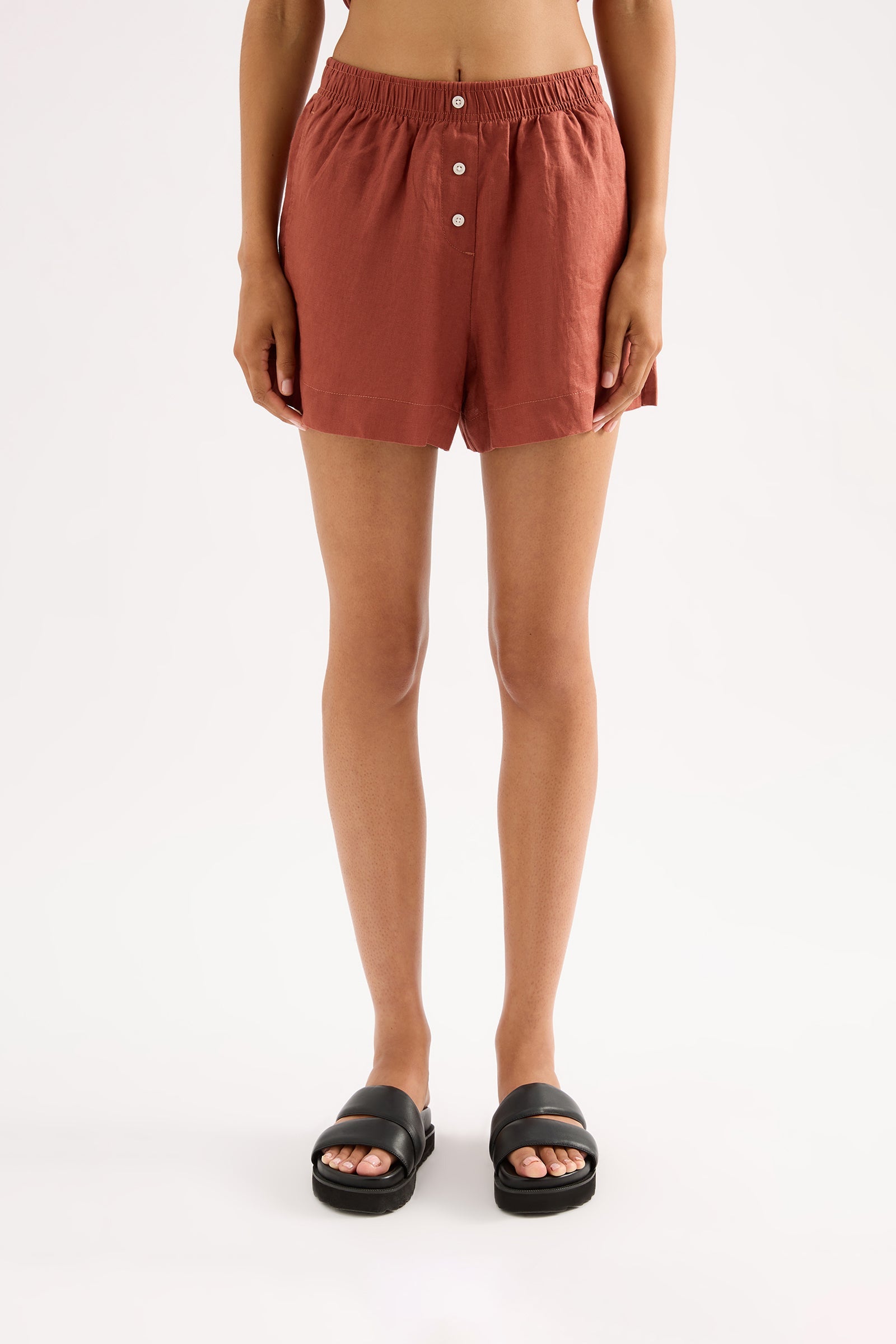 Lounge Linen Short Rust 