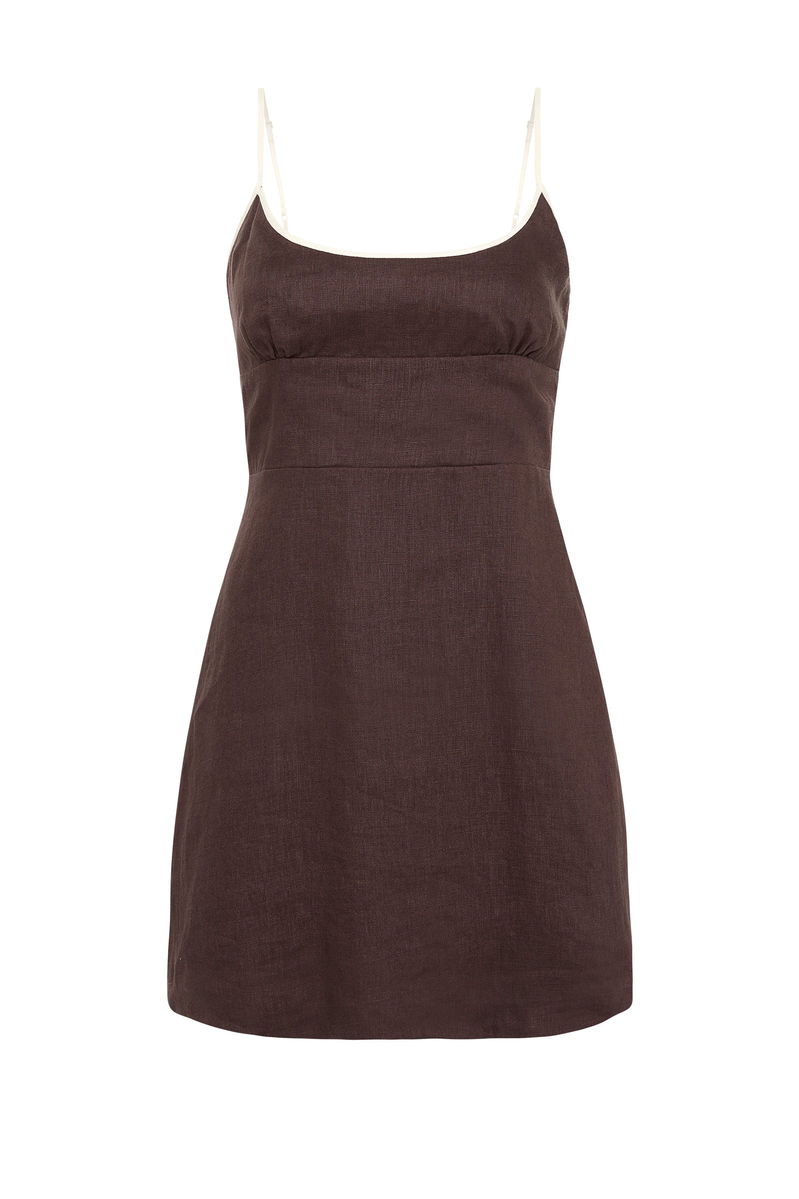 Bria Linen Mini Dress Espresso Splice 