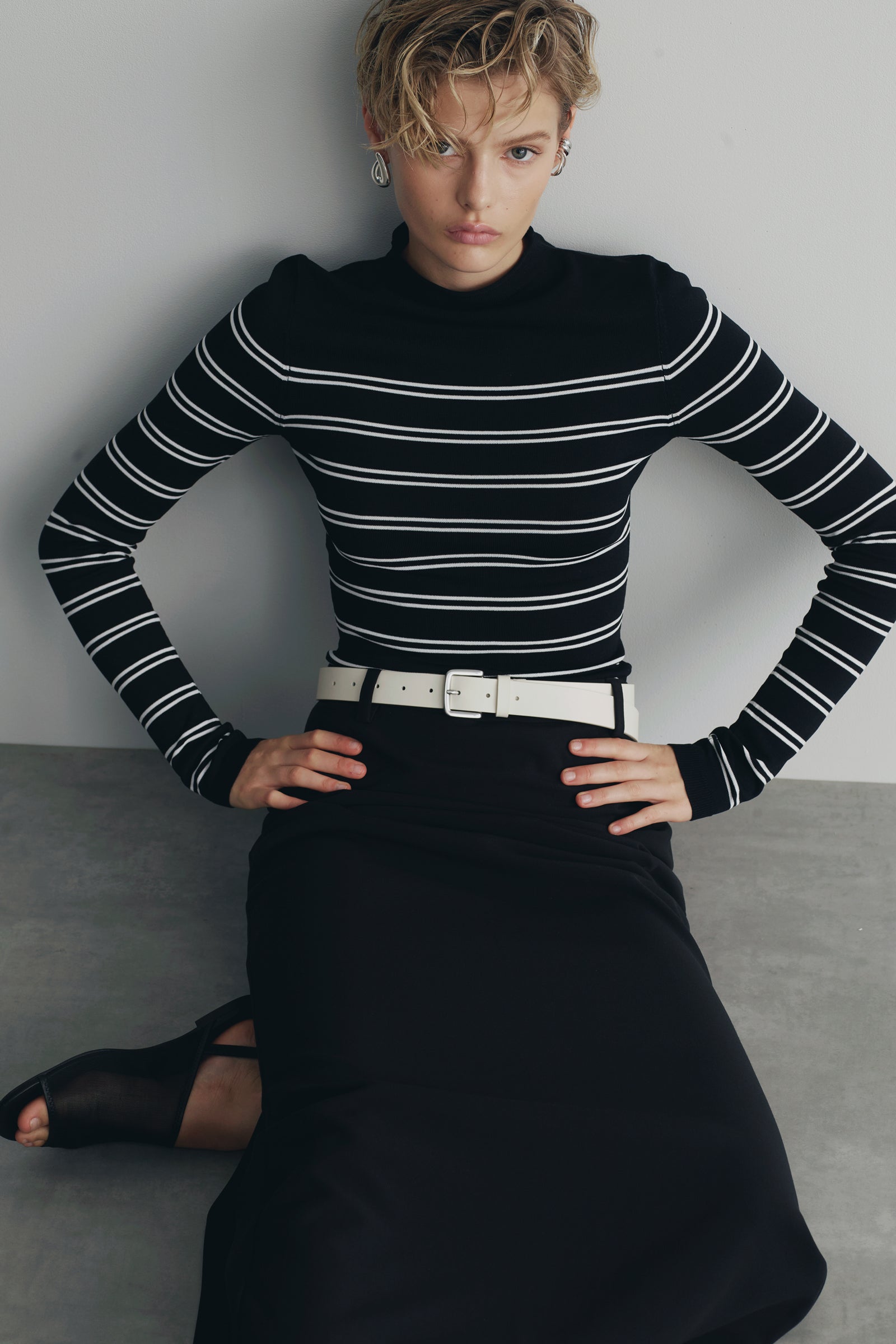 Tabi Sheer Knit Black Stripe 